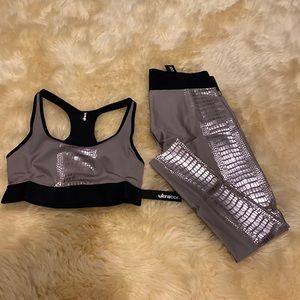 Ultracor Reflective Croc Terrain Bra & LeggingS Set Sz XS in Tan